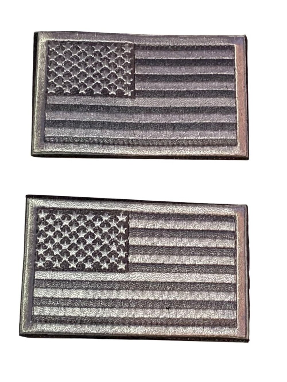 2 Sets Silver Black Embroidered Fabric patches With Hook & Loop Backing NEW